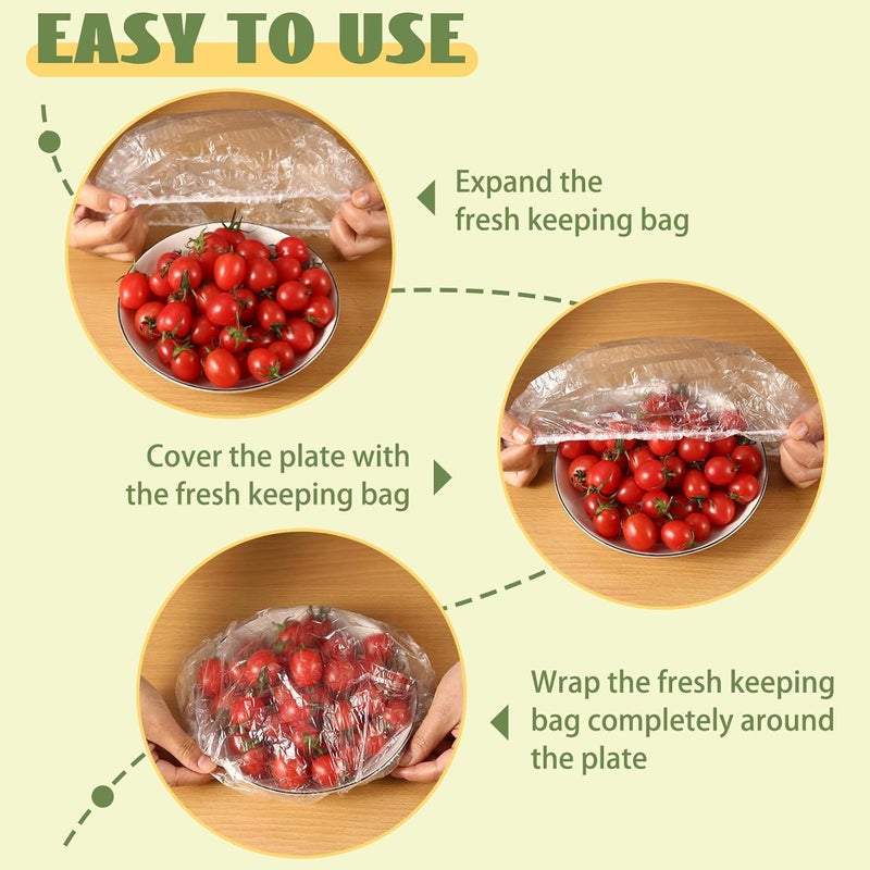 OJYUDD 400 Pcs Fresh Keeping Bags,Plastic Food Storage Covers,Elastic Sealing Bowl Lids,Adjustable Wrap Bowl Covers for Family Kitchen Outdoor Picnic - Image 5